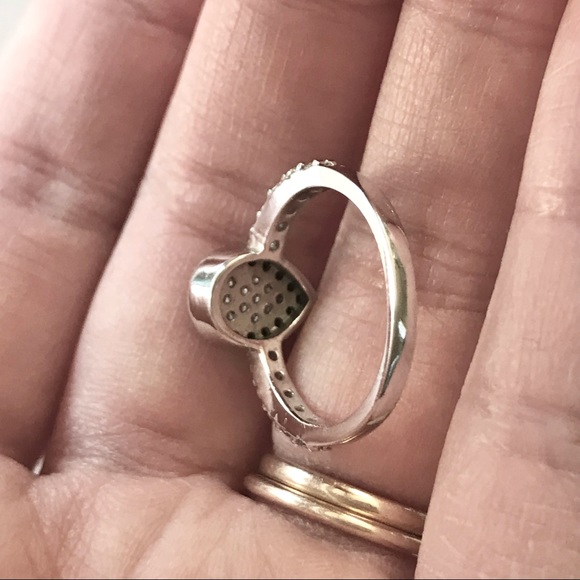 Silver/black Tear Drop Ring CZ - Picture 2 of 5
